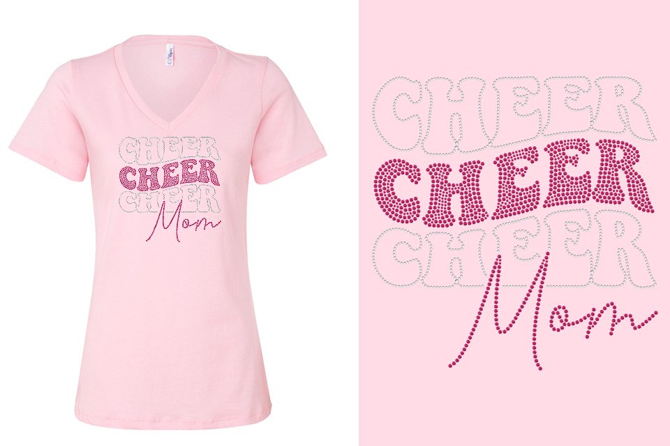 Rhinestones Cheer Mom Women's Relaxed V-Neck