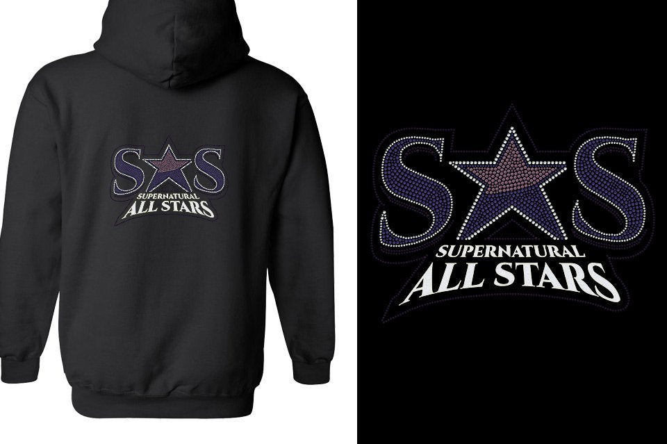 Rhinestones Supernatural Allstars - Stones Plus Glitter Unisex Zip Hoodie