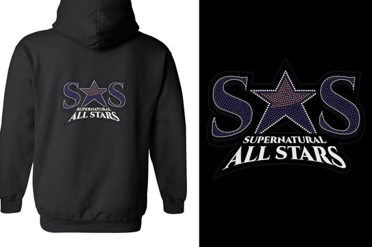 Rhinestones Supernatural Allstars - Stones Plus Glitter Unisex Zip Hoodie