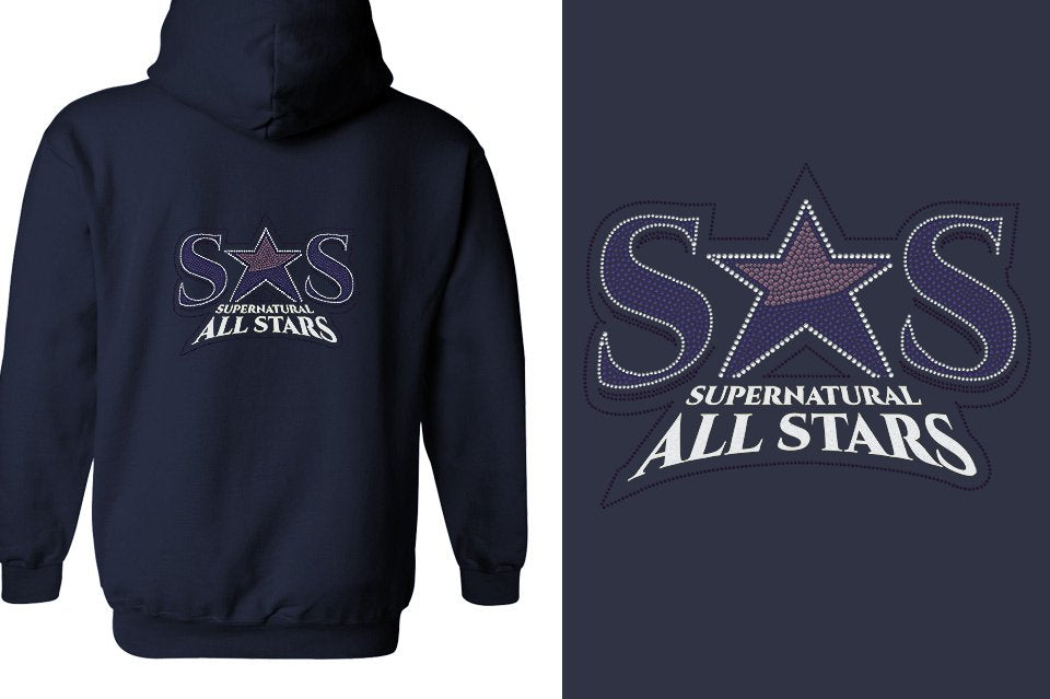 Rhinestones Supernatural Allstars - Stones Plus Glitter Unisex Zip Hoodie
