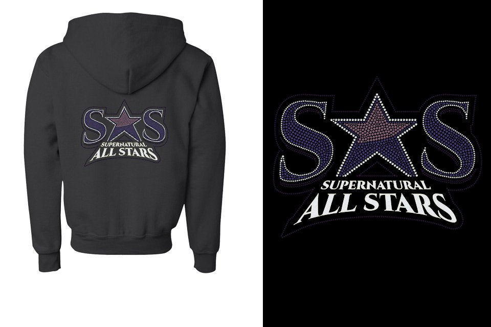 Rhinestones Supernatural Allstars - Stones Plus Glitter Youth Unisex Zip Hoodie