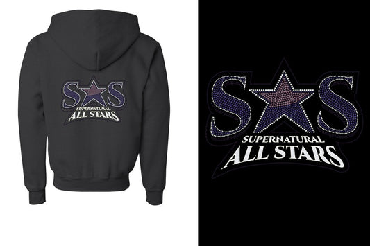 Rhinestones Supernatural Allstars - Stones Plus Glitter Youth Unisex Zip Hoodie