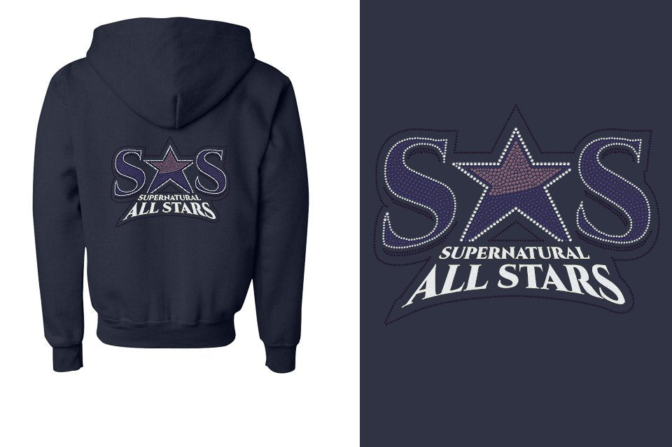 Rhinestones Supernatural Allstars - Stones Plus Glitter Youth Unisex Zip Hoodie