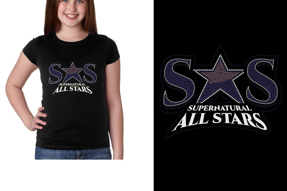 Rhinestones Supernatural Allstars - Stones Plus Glitter Youth Girls' Princess T-Shirt