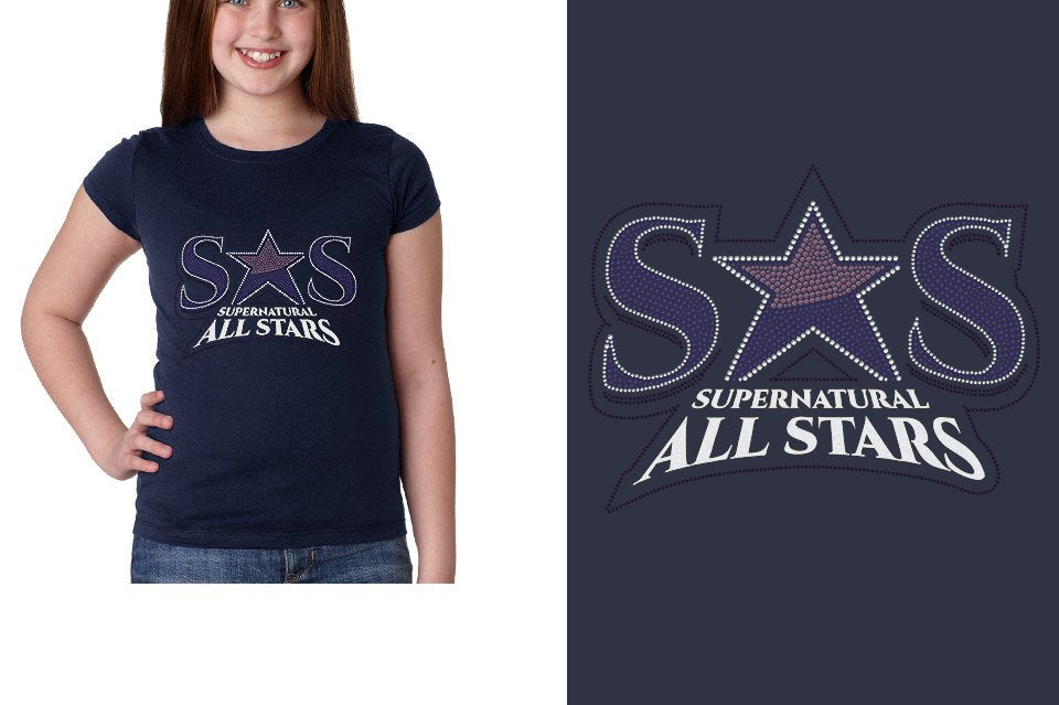 Rhinestones Supernatural Allstars - Stones Plus Glitter Youth Girls' Princess T-Shirt